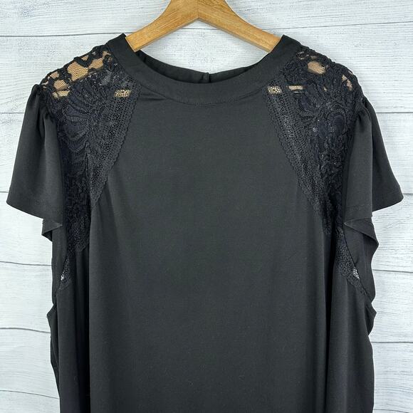 Torrid Womens size 6 6X Studio Crepe Jersey Mock Neck Lace Inset Top 13674008 - Picture 5 of 13